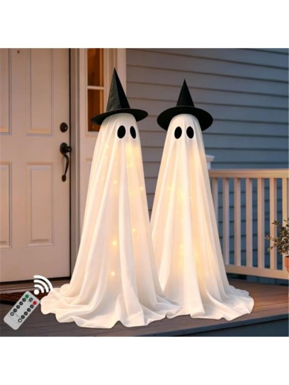 2-Pack Halloween Ghost Decorations Outdoor with Remote Lights